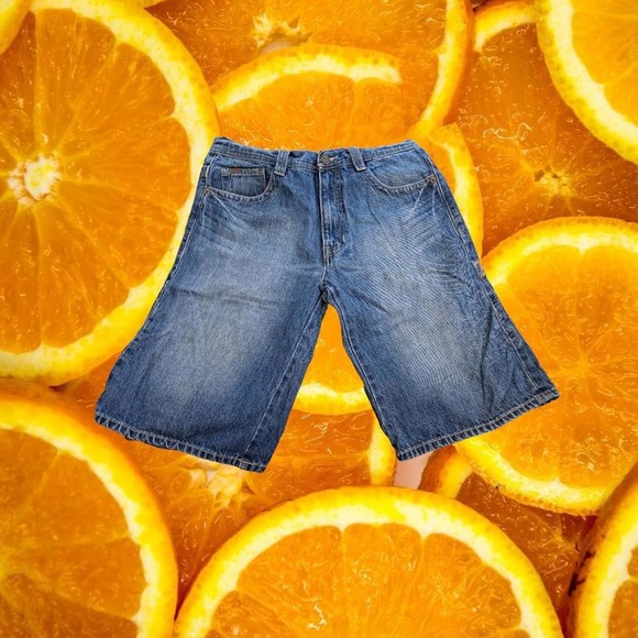 Ecko Unltd Denim Shorts with Floral Design and Patches Size 32 - Picture 1 of 8